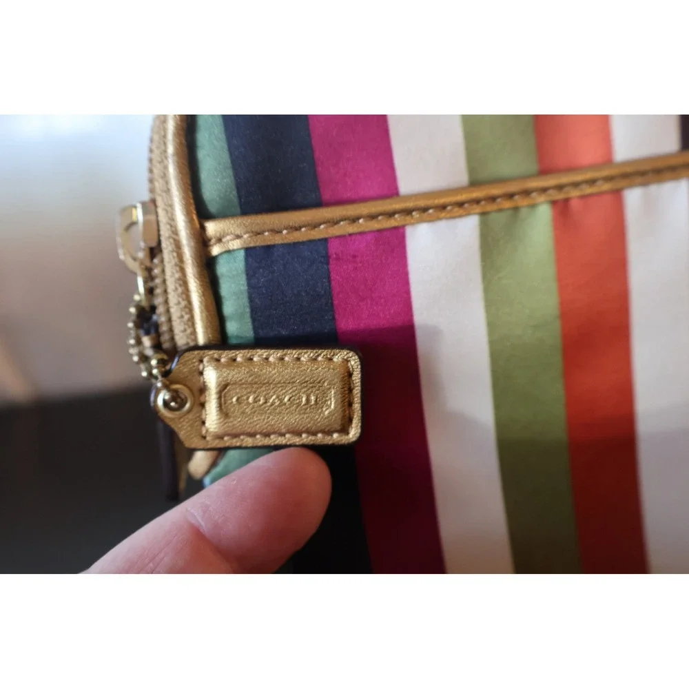 Coach Legacy Multicolor Stripe iPad Tablet Case Satin Y2K Gold Trim